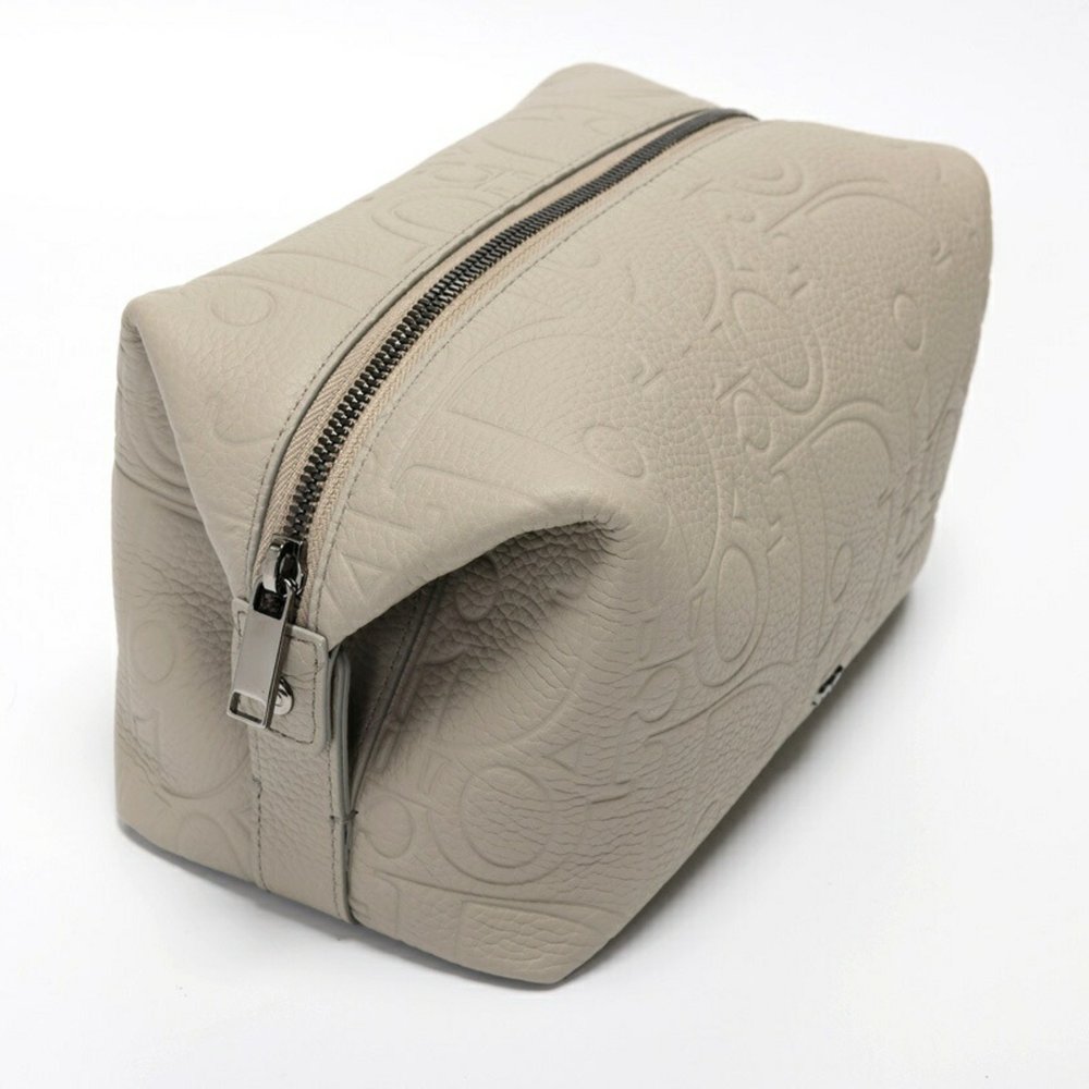 CHRISTIAN DIOR Pouch Travel 2ESC95 Gravity Leather Grey S-157398 - Picture 3 of 6